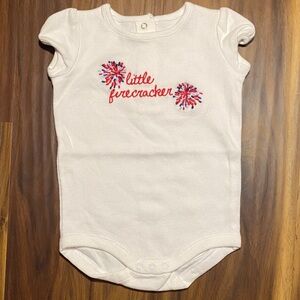 Gymboree Cream Bodysuit with Red and Blue Embroidery